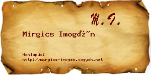 Mirgics Imogén névjegykártya